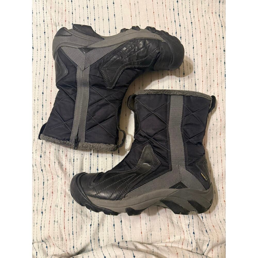 KEEN Womens Betty 200g Insulated Mid-Calf Snow Boot Fleece Lined Black Gray Sz 9